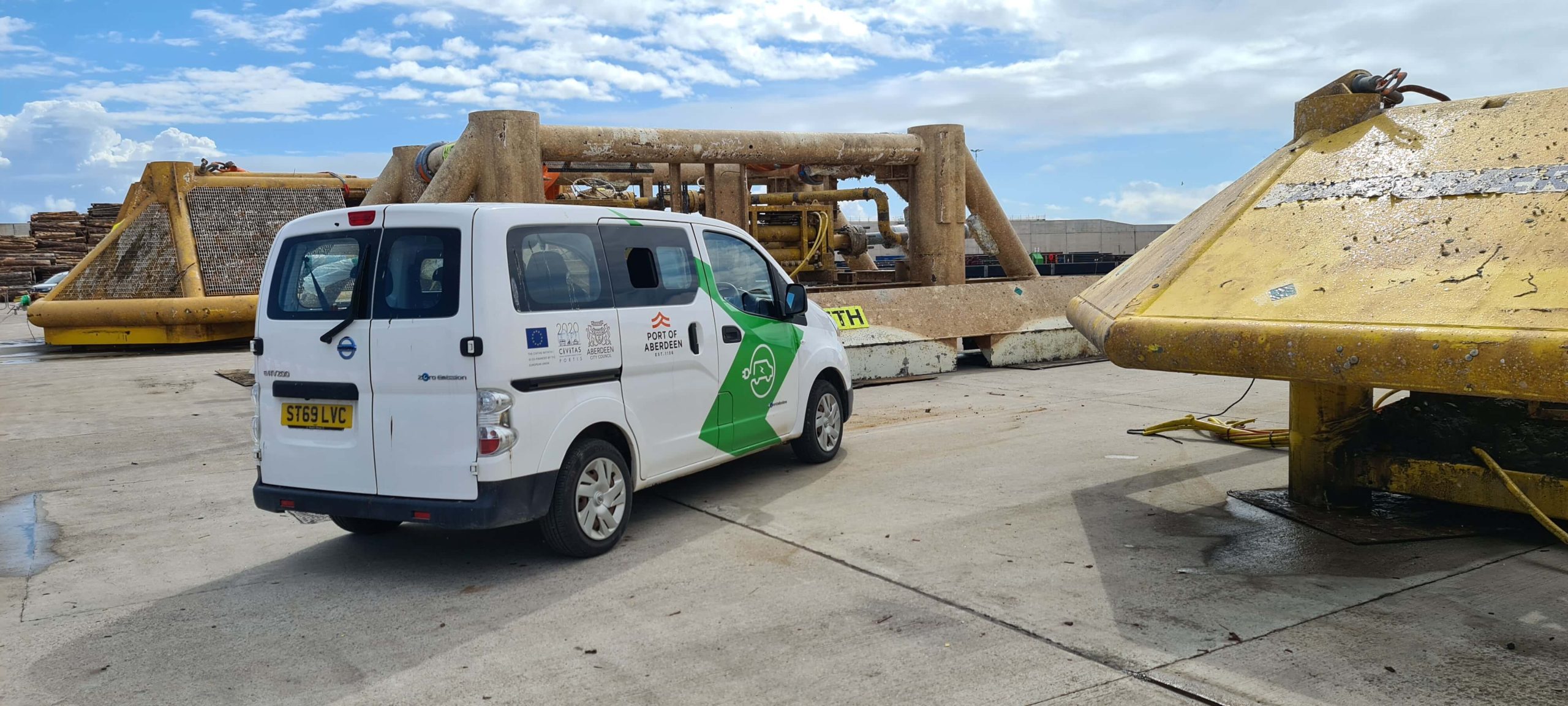 Van in the construction site